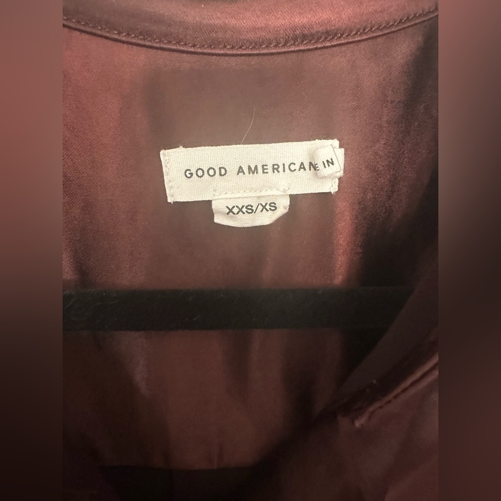 Good American Satin deep plum button up Shirt - Picture 3 of 4